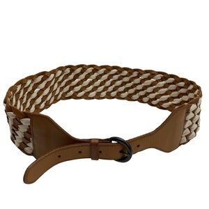 HOLLISTER Wide Leather Belt Tan Brown Boho Womens S/M
